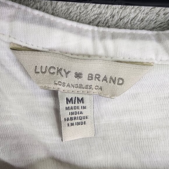 Womens White Lucky Brand Shirt Top Long Sleeve Round Neck Size M - Picture 5 of 11